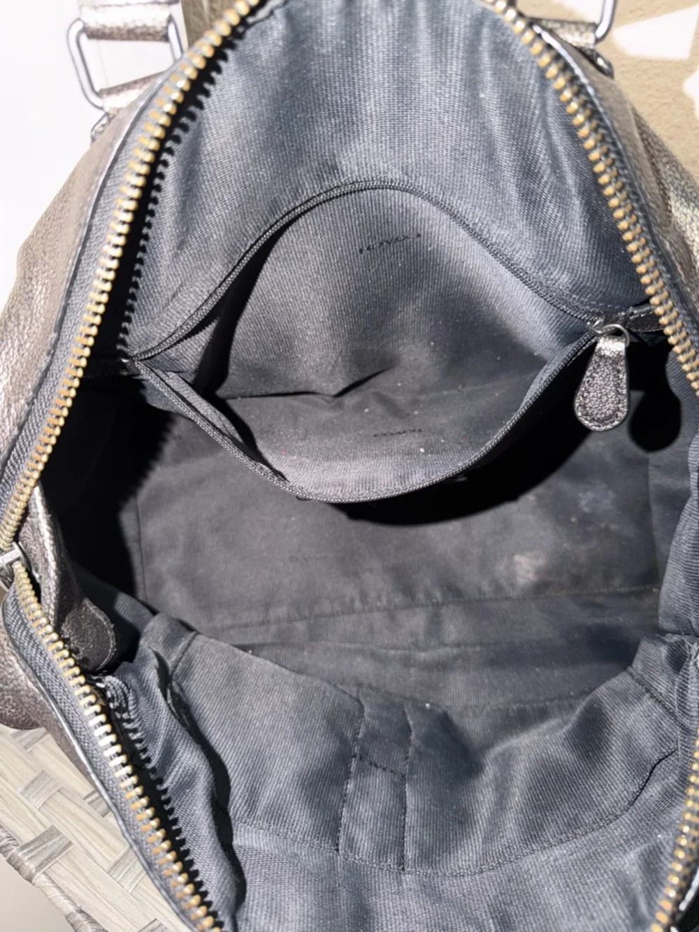 Coach Rhyder Satchel Metallic Two Tone Leather Brass Black - Style 33739 - Picture 6 of 16